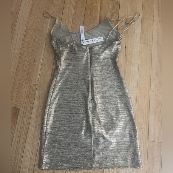 Alice + Olivia Gold Scoop Neck Mini Dress - Picture 2 of 2